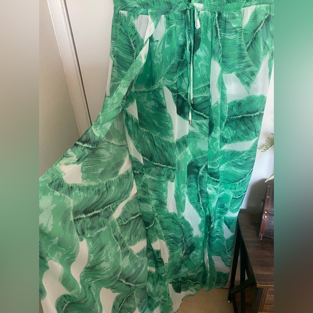Apricot Lane Vibrant Green Leaf Dress women size‎ large - Picture 5 of 13